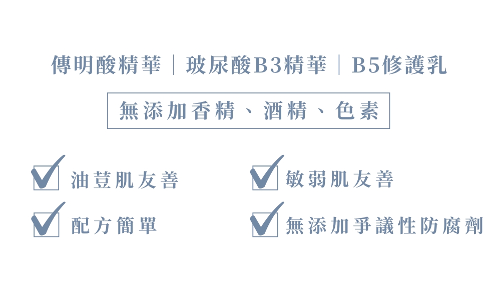 簡單保養經典旅行(傳明酸15+玻尿酸15+B5乳15) 簡單保養經典旅行(傳明酸15+玻尿酸15+B5乳15)